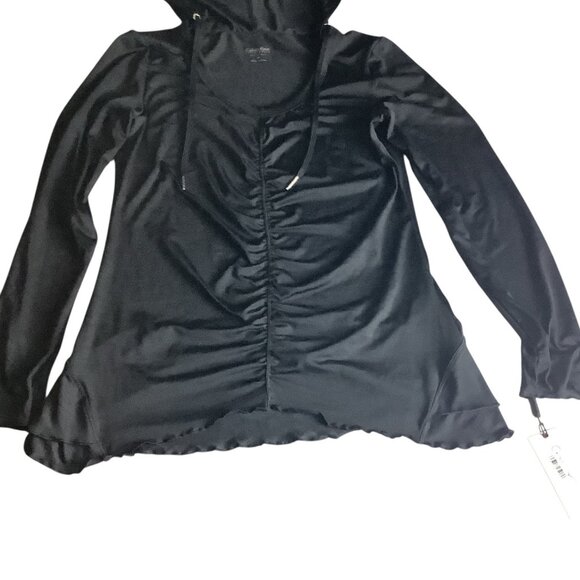 Calvin Klein Performance Quick Dry Womens Black Hooded Long Sleeve Ruched Top M - Picture 16 of 16